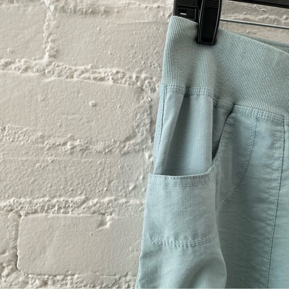 Mofiz Womens High Waist Cropped Pant Drawstring Cargo Athleisure Mint Green Sz L - Picture 3 of 13